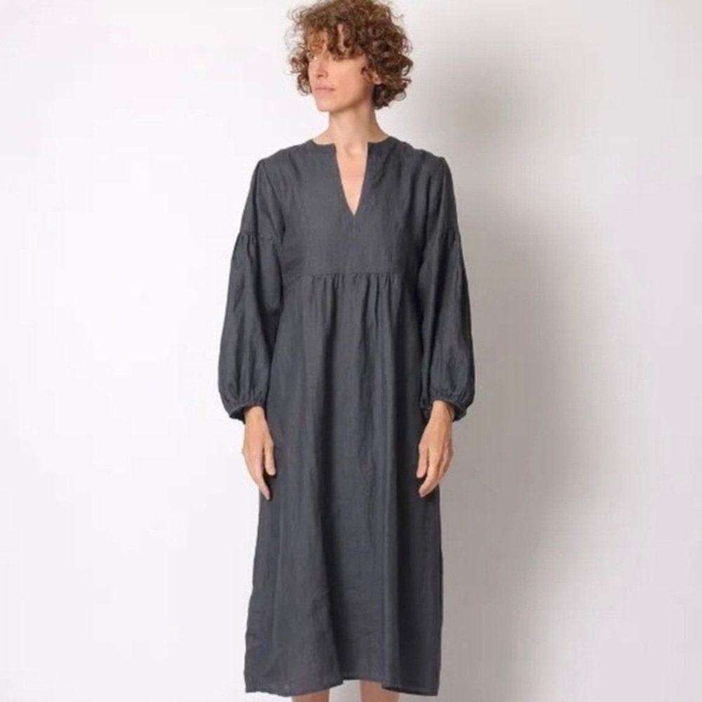Matta Martina Midi Dress Bohemian Iron Gunmetal 100% Linen NWT Sz Small